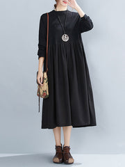 Mock Neck Solid Loose Midi Dress
