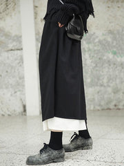 Simple Loose Black Split-joint Wide Leg Pants