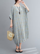 Women Floral Round Neck Loose Casual Dress