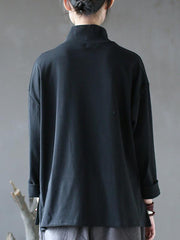 Solid Half-High Collar Long-Sleeved T-Shirt