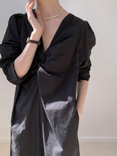 Fashion Solid Cross-Over Midi Dress