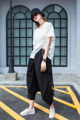 Irregular Solid Color Stitching Loose Casual Pants
