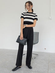 Solid Color Loose Straight Leg Pants