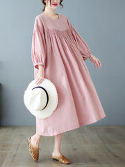 Loose Solid Color Midi Dress