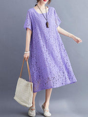 Fashion Embroidered Hollow Solid Dress