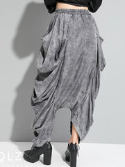 Loose Cropped Pleated High-Waist Harem Pants