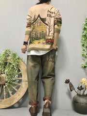 Vintage Embroidered Denim Patch Pants