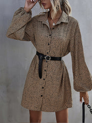 Women Casual Lantern Sleeve Floral Print Dress