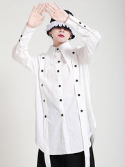 Retro Lapel Long-Sleeved Blouses Shirts Top