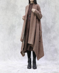 Loose Irregular Solid Color Long Cardigan
