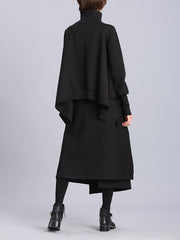 Black High-Neck Batwing Sleeves  Blouse