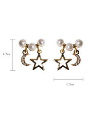 Pearl Star&Moon Earrings