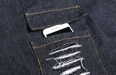 Split-Joint Denim Hooded Midi Dress