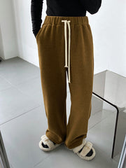 Solid Color Casual Rope Pit Pants