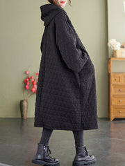 Casual Loose Diamond Hooded Dress