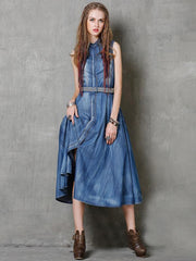 Vintage Embroidery Sleeveless Empire Dress