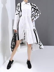 Loose Asymmetric Printed Mini Dress