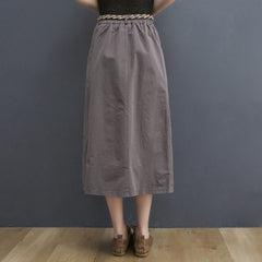 Retro Commuter Solid Color Slim Fit Skirt