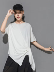 Original Irregularity Split-Joint Solid T-Shirts Tops