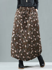 Women Retro Padded Print Skirt