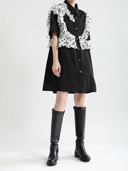 Petals Ruffled Dress Waves Gauze Shirt Skirt Dress With Short Sleeves