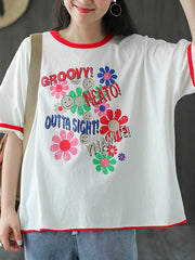 Retro Loose Round Neck Short Sleeve Top