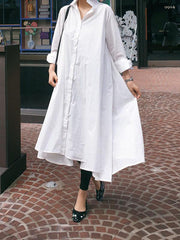 Casual Cropped Long Shirt Dress