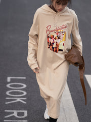 Women Retro Oil Painting Print Pullover Dress