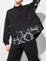 Women Splicing Irregular Casual Sweatshirt