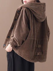 Casual Hooded Corduroy Jacket