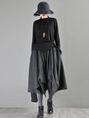 Solid  Irregular Loose Wide-Leg Pants