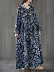 Original Floral Round-Neck Dress