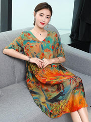 Casual Colorful Silk Long Dress