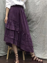 Original Solid Irregularity Falbala Skirt