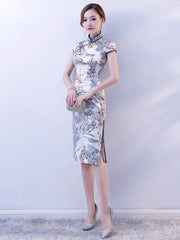 Vintage Silk Stand-collar Short Cheongsam