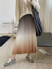 High Waisted Pleated Gradient Skirt