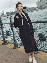Loose Split-side Hoodie Long Dress