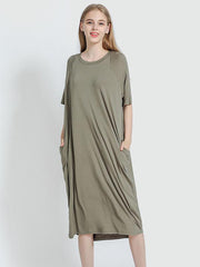Comfortable Solid Short Sleeves Pajama Dress