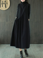 Women Loose Solid Color Casual Dress