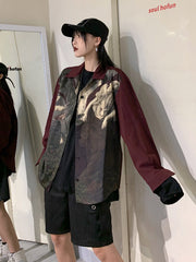 Women Retro Angel Oil Painting Print Lapel Casual Shirt