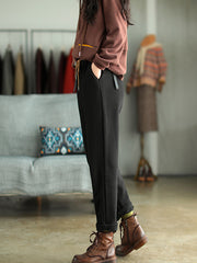 Solid Loose Knitted Cotton Pants