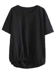 Loose Solid Round Neck Simple T-Shirt