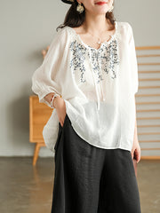 Loose Head Retro Wood Ear Strap Shirt