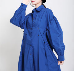 Women Loose Buttoned Long Sleeve Dress