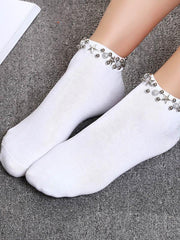 Casual Solid Rivet Ankle Sock