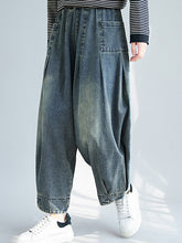 Women Retro Solid Color Loose Casual Pants