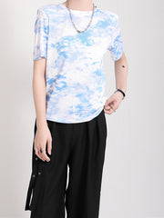 Women Slim Slimming Tie Dye Printing Casual T-Shirt