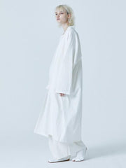 Simple White Split-joint Long Outwear