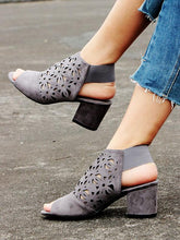 Gray Hollow Chunky Mid Heels