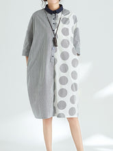 Stripe Stitching Loose Short-Sleeved Blouse Dress